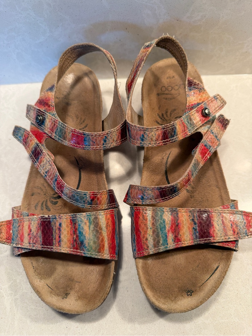 Abeo Multicolor Striped Leather Comfort Sandals size 7N